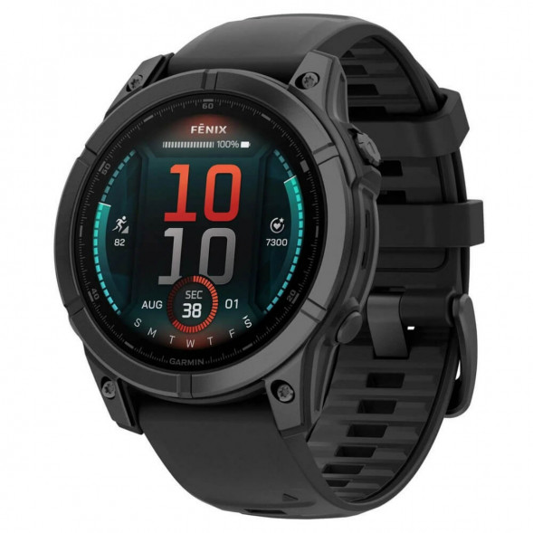Умные часы Garmin Fenix E 47мм Amoled Slate Grey Steel с чёрным силиконовым ремешком 010-03025-01 в Кирове