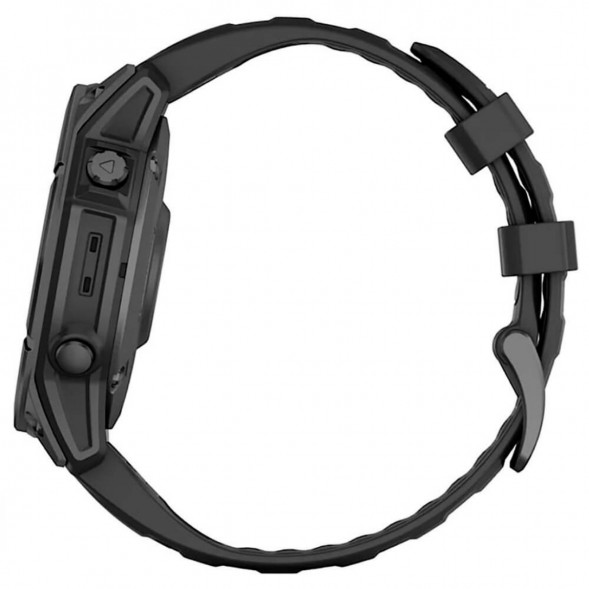 Умные часы Garmin Fenix E 47мм Amoled Slate Grey Steel с чёрным силиконовым ремешком 010-03025-01 в Кирове