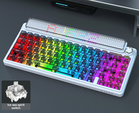 Беспроводная игровая механическая клавиатура Ajazz Pixel 68, 8K, Hot-Swap, RGB, с матричным LED экраном в Кирове