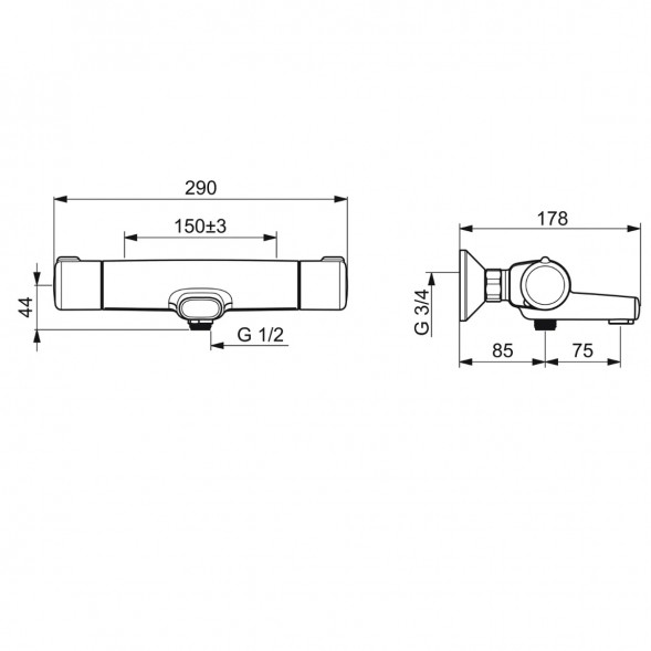 Термостатический смеситель Oras Nova ECO (7462G-33), черный матовый в Кирове