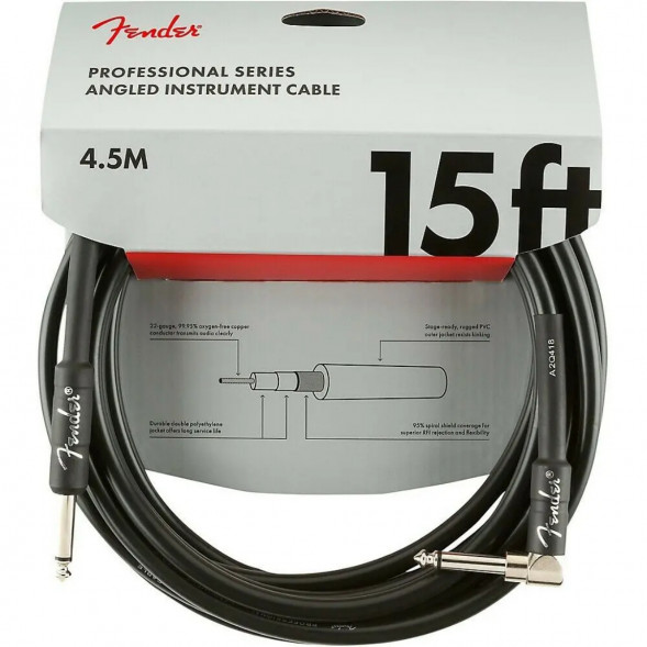 Инструментальный кабель Fender Professional Series 15 ft, 4.5 м, jack 6.3, черный в Кирове