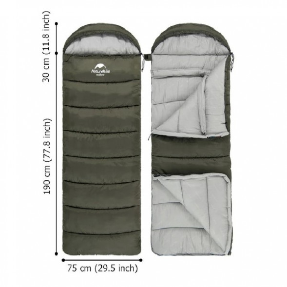 Спальный мешок Naturehike U350S (Правый), коричневый в Кирове