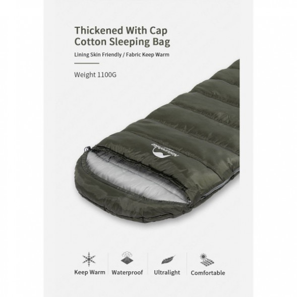 Спальный мешок Naturehike U350S (Правый), коричневый в Кирове