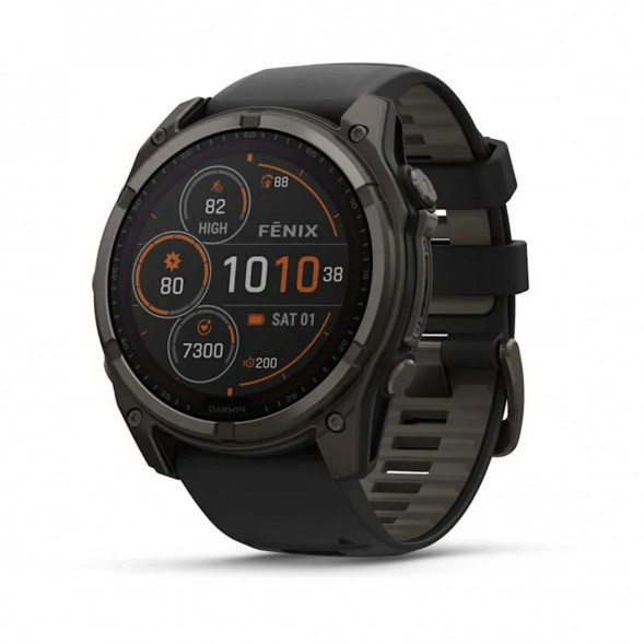 Умные часы Garmin Fenix 8, 51 мм, Solar, Sapphire Carbon Gray DLC Titanium with Black/Pebble Gray Silicone 010-02907-10 в Кирове