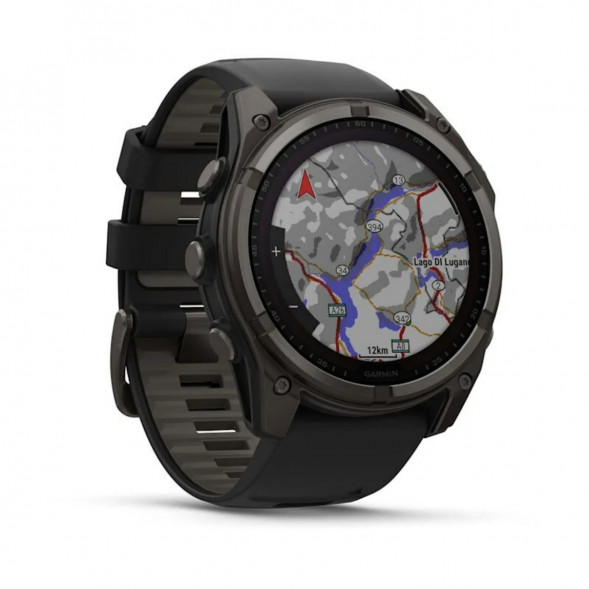 Умные часы Garmin Fenix 8, 51 мм, Solar, Sapphire Carbon Gray DLC Titanium with Black/Pebble Gray Silicone 010-02907-10 в Кирове