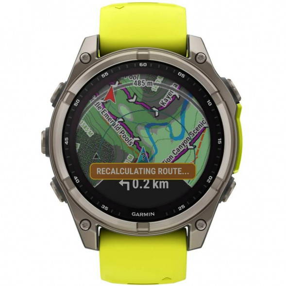 Умные часы Garmin Fenix 8, 51 мм, Solar, Sapphire Titanium with AMP Yellow/Graphite Silicone Band 010-02907-20 в Кирове