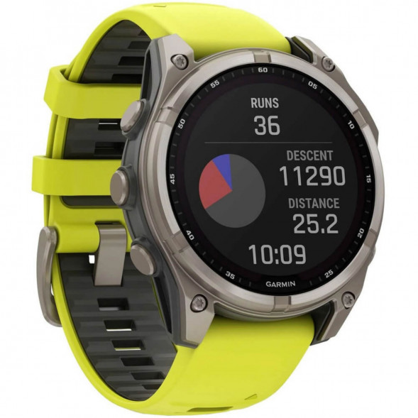 Умные часы Garmin Fenix 8, 51 мм, Solar, Sapphire Titanium with AMP Yellow/Graphite Silicone Band 010-02907-20 в Кирове