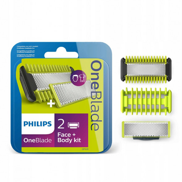 Сменные лезвия Philips OneBlade 2 шт. + 1 шт. Body kit QP620/50 в Кирове