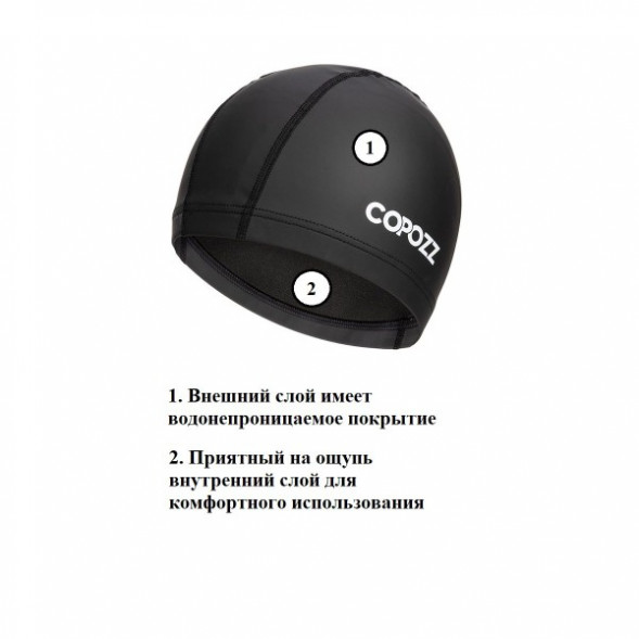 Шапочка для бассейна Copozz (черный) в Кирове