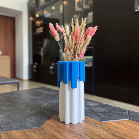 Ваза HatRom Drip, белый-синий в Кирове